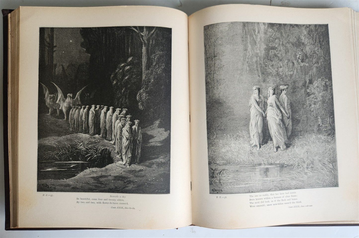 1880s DANTE'S PURGATORY and PARADISE ILLUSTRATED by GUSTAVE DORE antique FOLIO