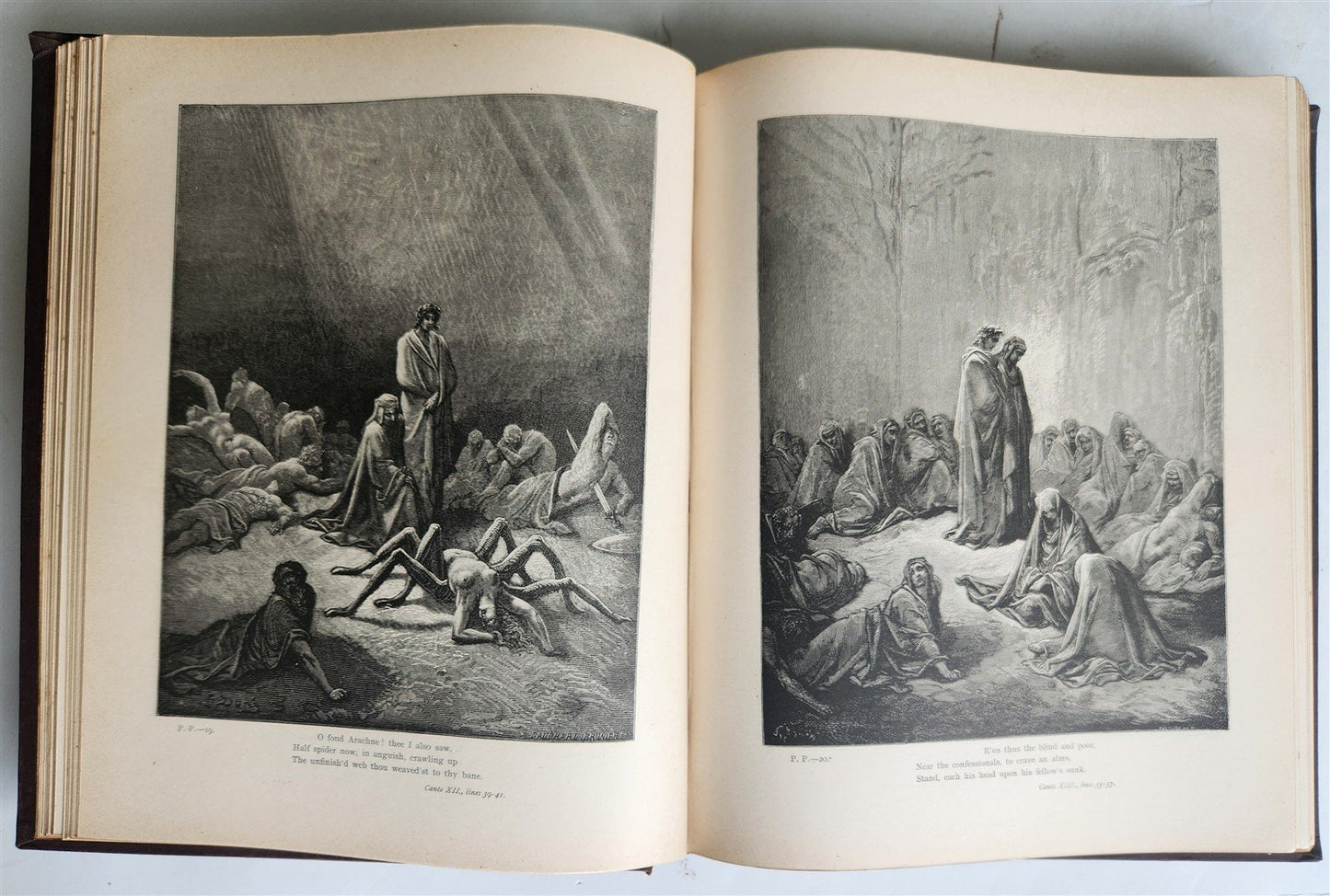 1880s DANTE'S PURGATORY and PARADISE ILLUSTRATED by GUSTAVE DORE antique FOLIO