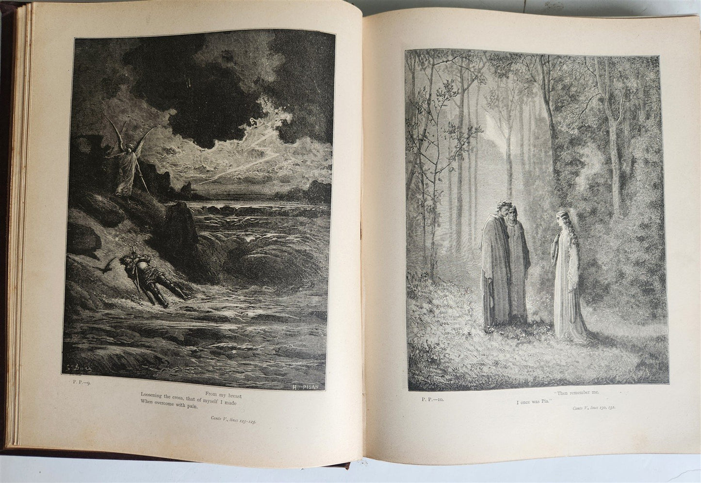 1880s DANTE'S PURGATORY and PARADISE ILLUSTRATED by GUSTAVE DORE antique FOLIO