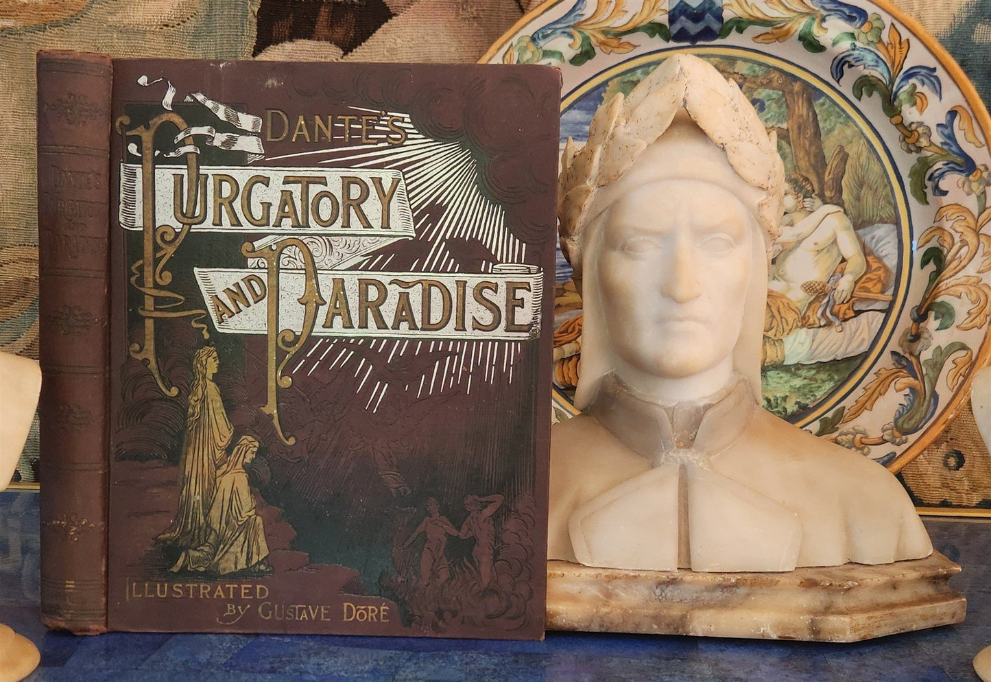1880s DANTE'S PURGATORY and PARADISE ILLUSTRATED by GUSTAVE DORE antique FOLIO