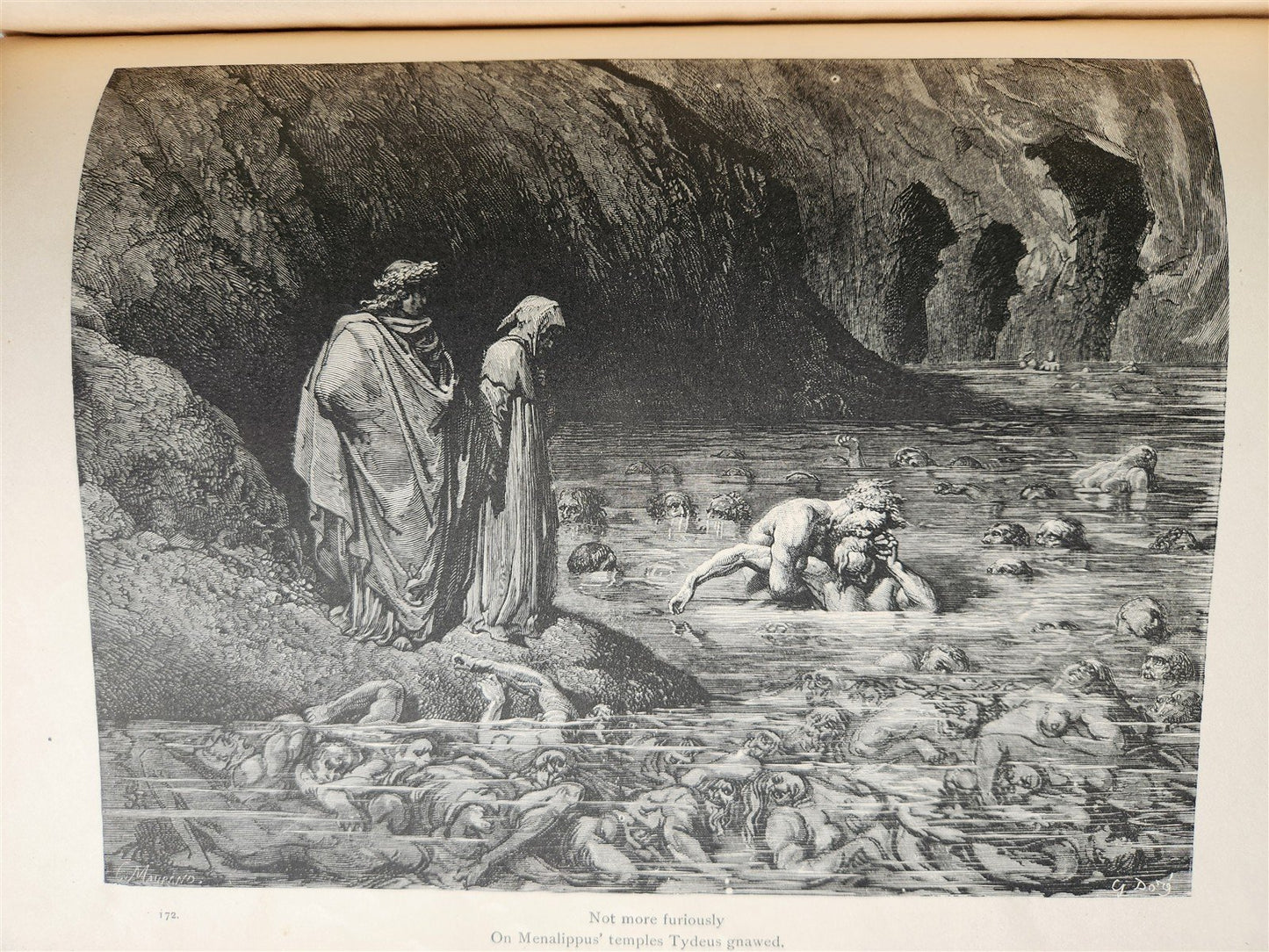 1880s DANTE'S INFERNO BEAUTIFULLY ILLUSTRATED by GUSTAVE DORE antique FOLIO