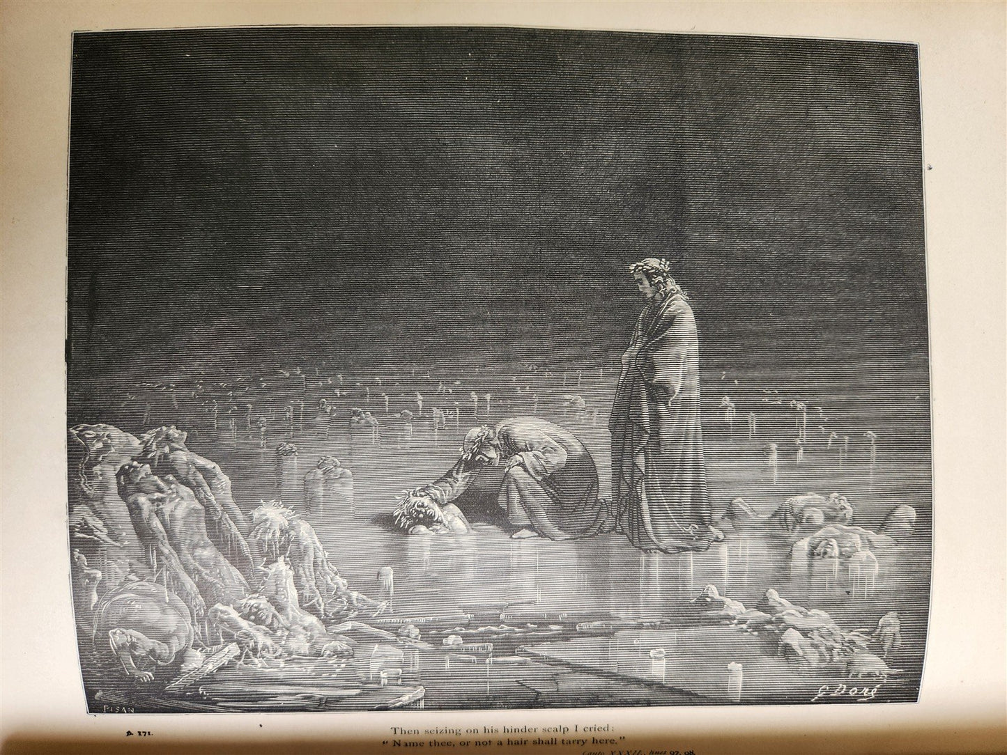 1880s DANTE'S INFERNO BEAUTIFULLY ILLUSTRATED by GUSTAVE DORE antique FOLIO