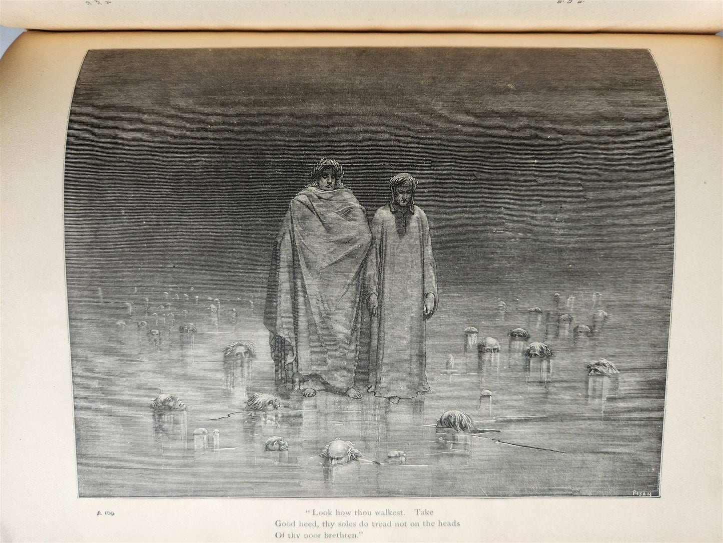 1880s DANTE'S INFERNO BEAUTIFULLY ILLUSTRATED by GUSTAVE DORE antique FOLIO
