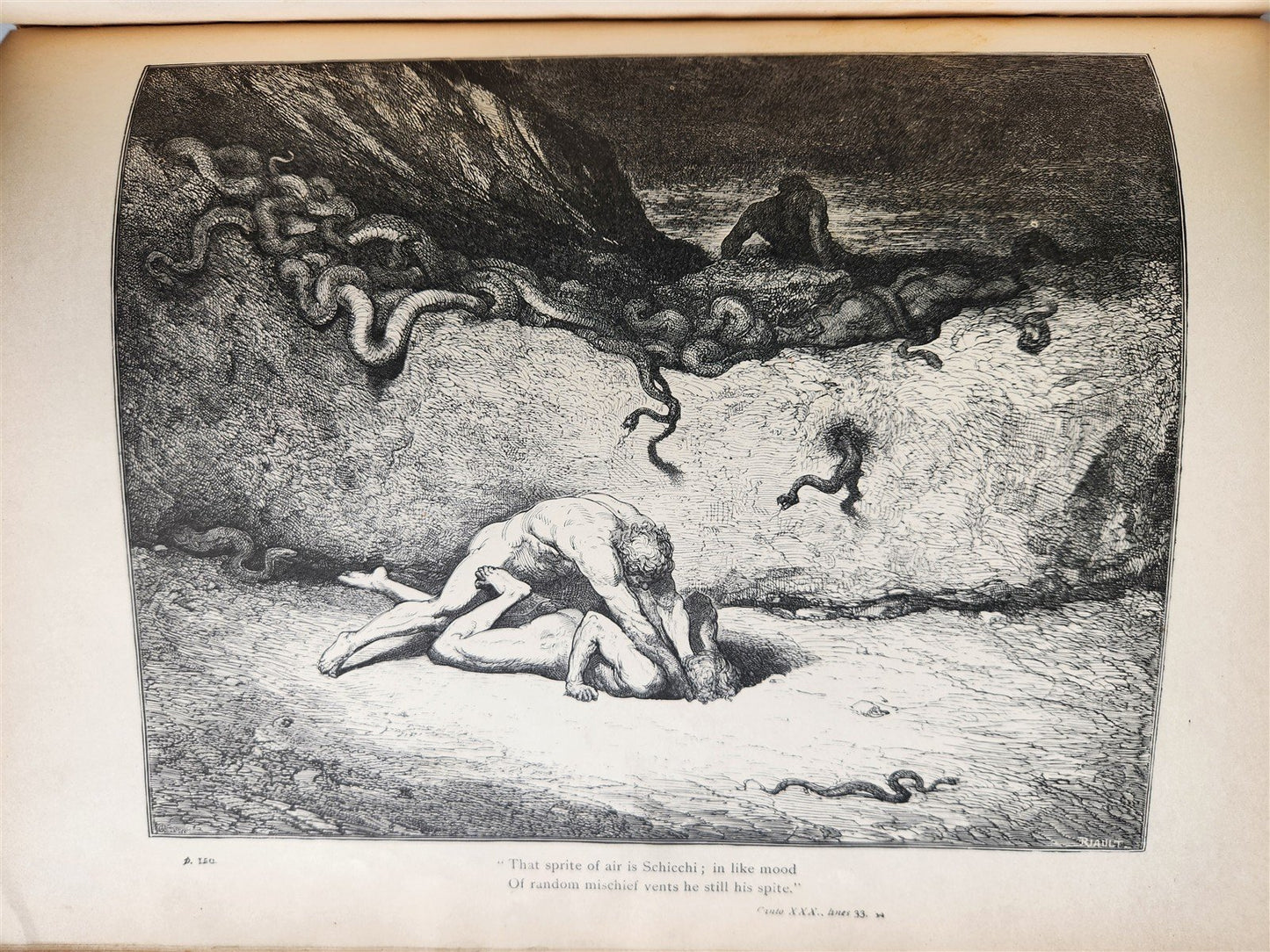 1880s DANTE'S INFERNO BEAUTIFULLY ILLUSTRATED by GUSTAVE DORE antique FOLIO