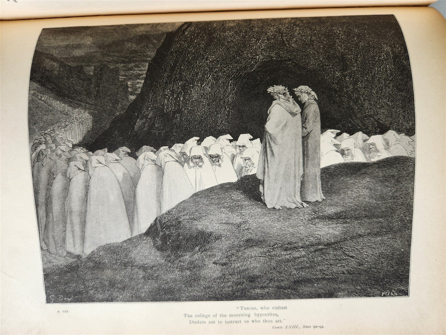 1880s DANTE'S INFERNO BEAUTIFULLY ILLUSTRATED by GUSTAVE DORE antique FOLIO