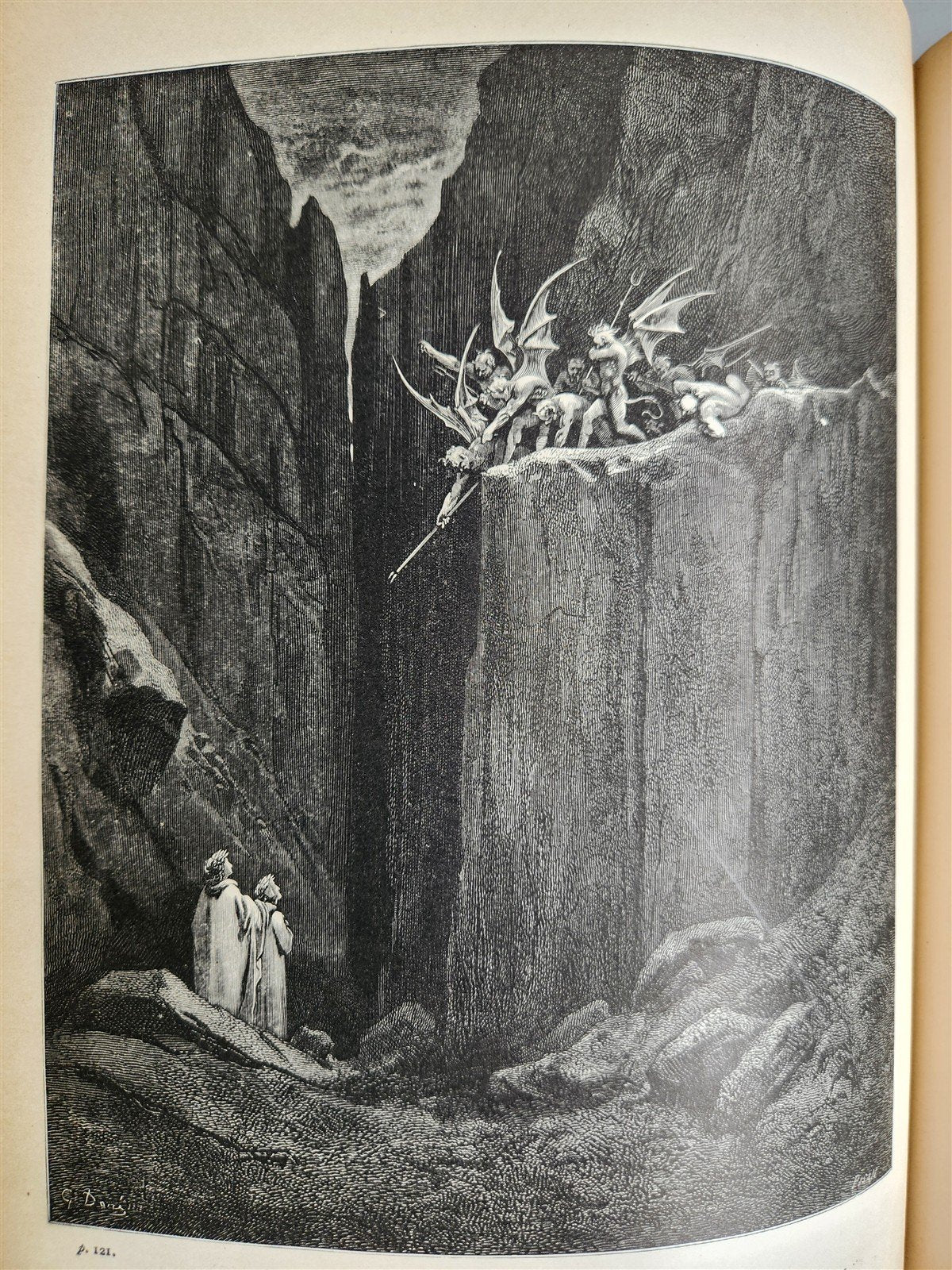 1880s DANTE'S INFERNO BEAUTIFULLY ILLUSTRATED by GUSTAVE DORE antique FOLIO