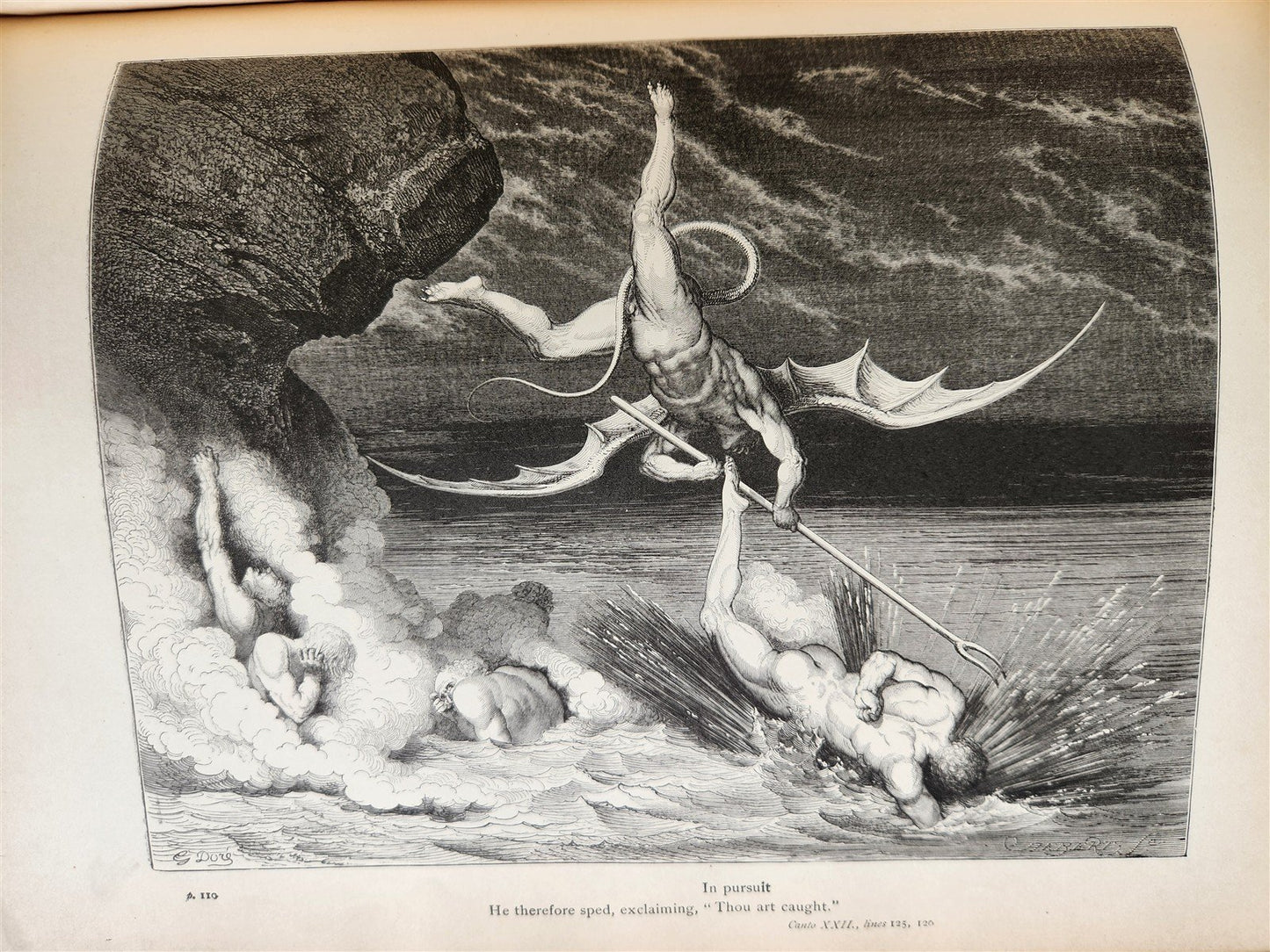 1880s DANTE'S INFERNO BEAUTIFULLY ILLUSTRATED by GUSTAVE DORE antique FOLIO