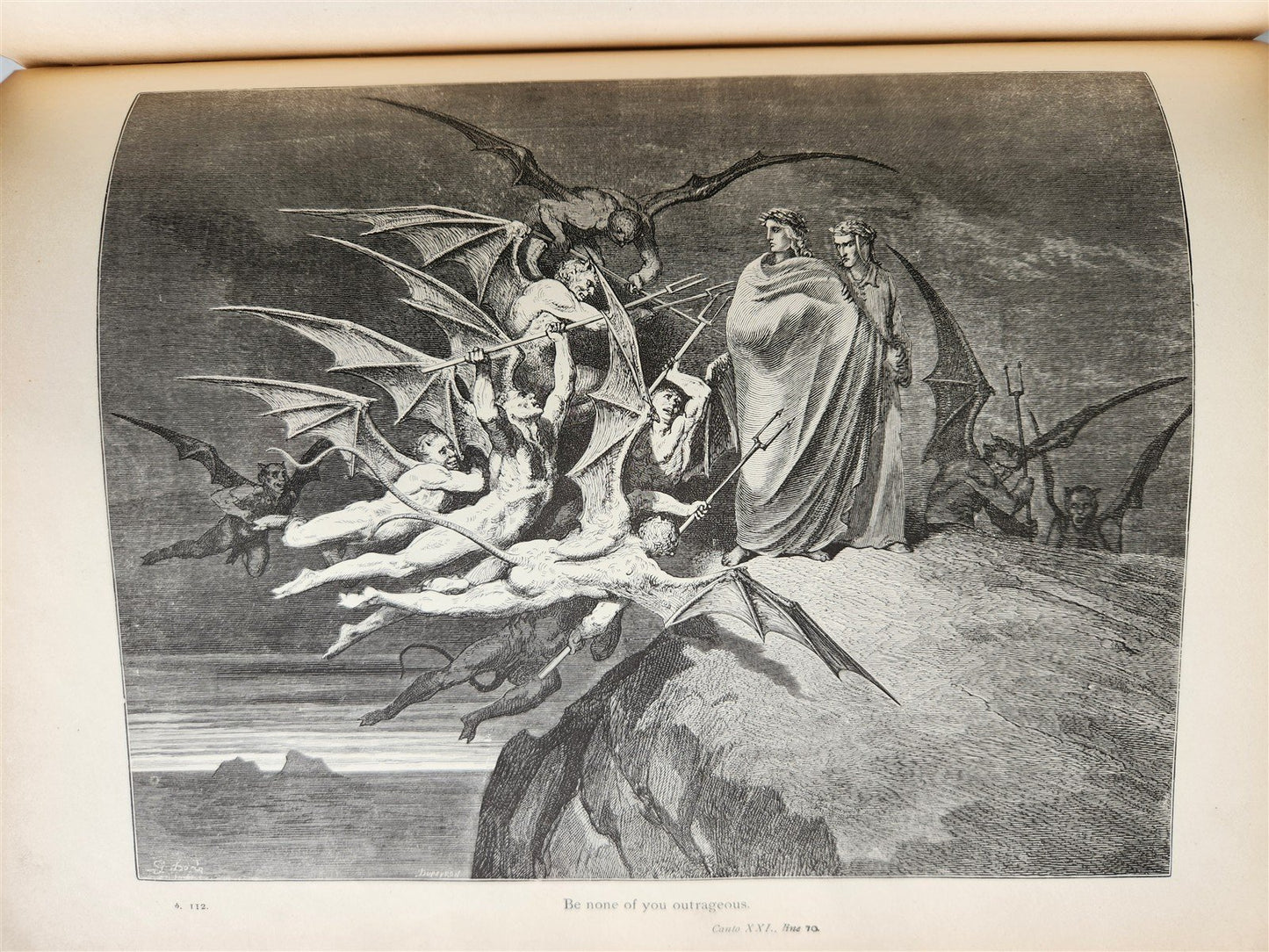 1880s DANTE'S INFERNO BEAUTIFULLY ILLUSTRATED by GUSTAVE DORE antique FOLIO