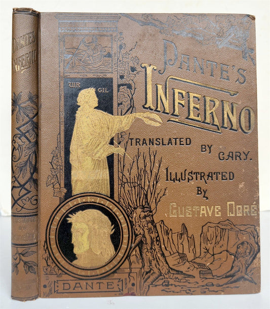 1880s DANTE'S INFERNO BEAUTIFULLY ILLUSTRATED by GUSTAVE DORE antique FOLIO