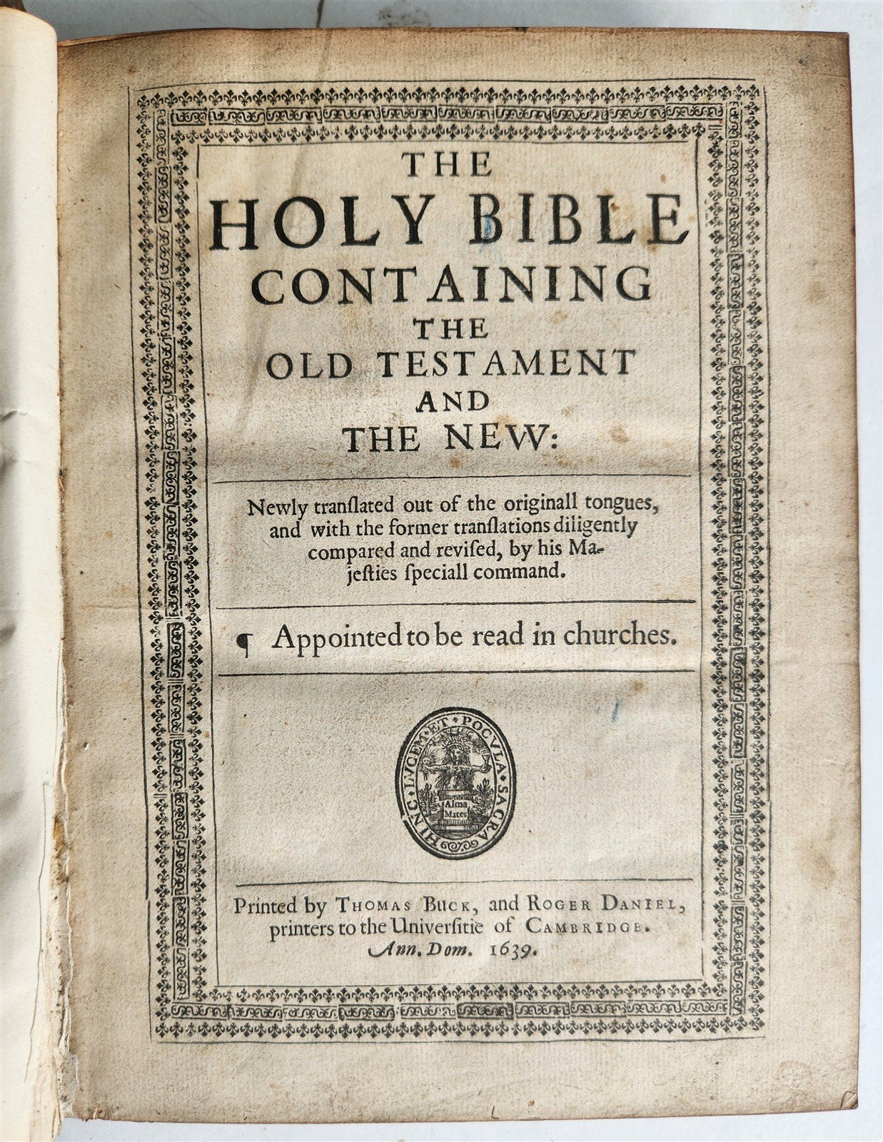 1639 BIBLE in ENGLISH antique OLD & NEW TESTAMENT Cambridge Th. Buck & R. Daniel