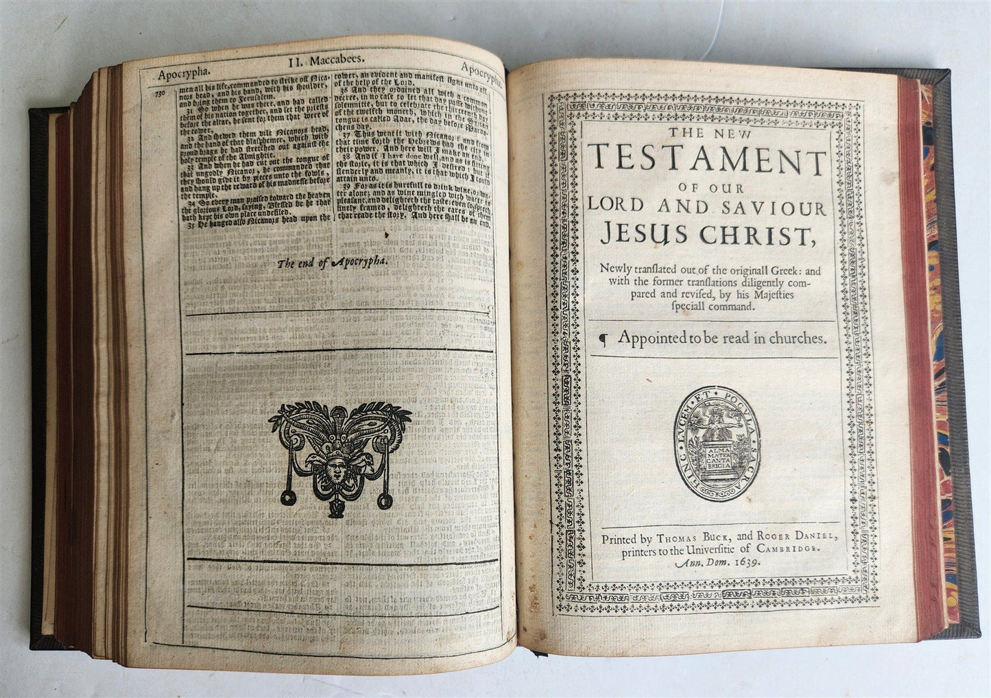 1639 BIBLE in ENGLISH antique OLD & NEW TESTAMENT Cambridge Th. Buck & R. Daniel