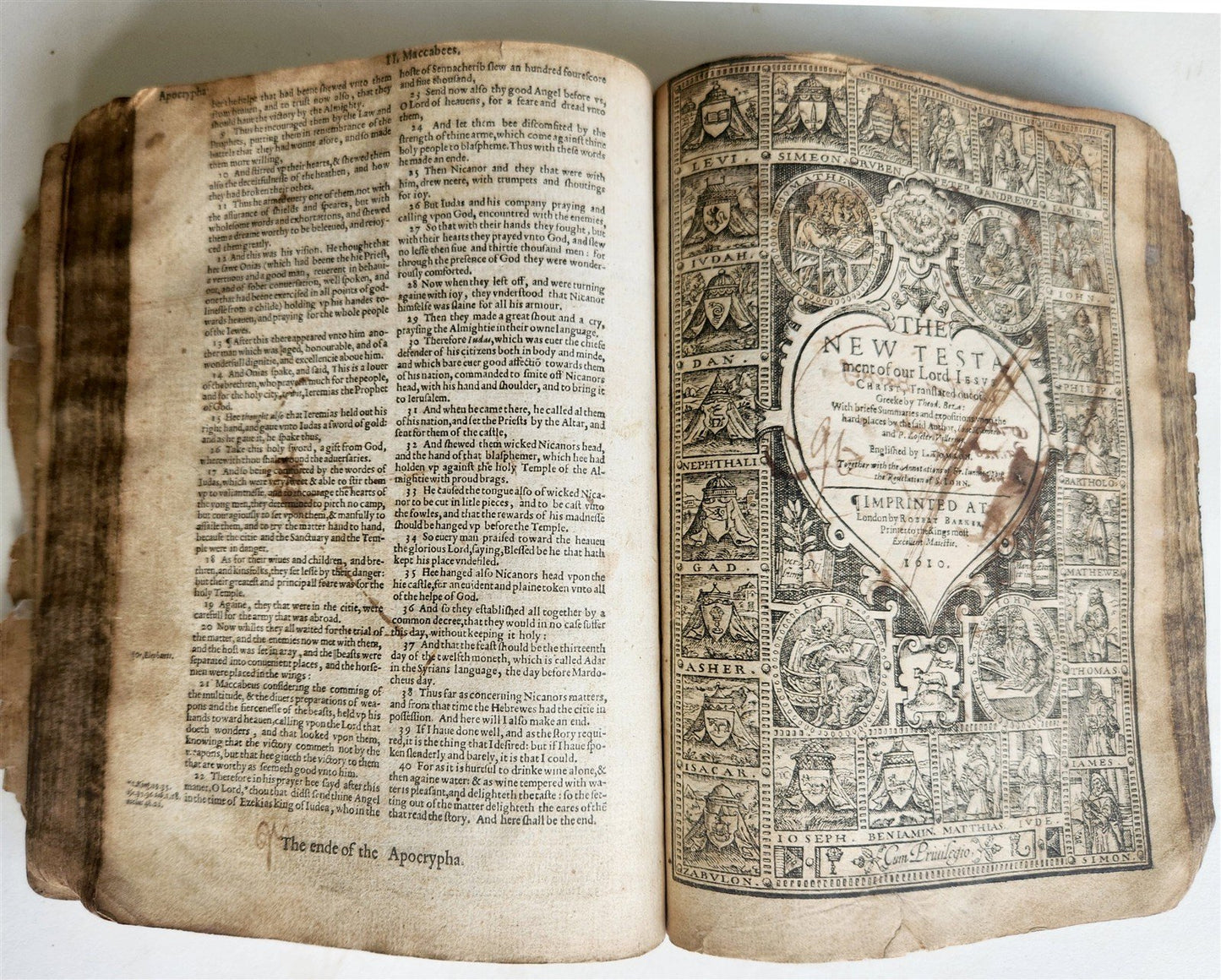 1610 BIBLE in ENGLISH by ROBERT BARKER antique ILLUSTRATED Old & New Testament