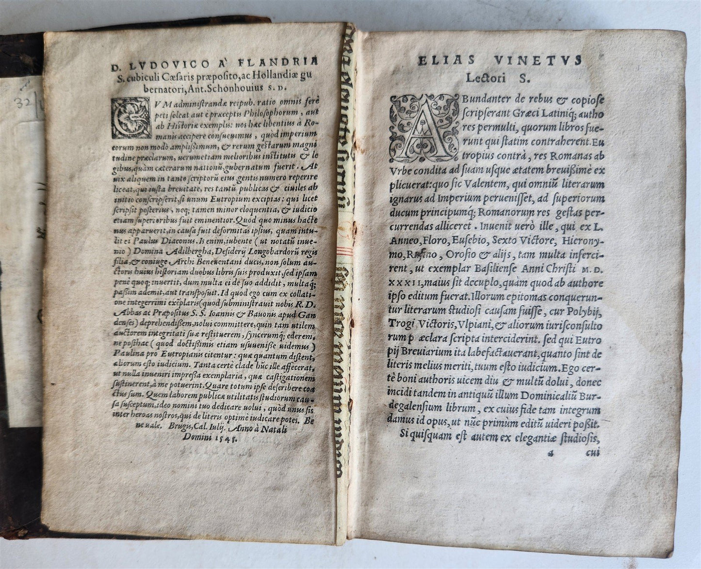 1561 ROMAN HISTORY antique EUTROPII V.C HISTORIAE ROMANAE BREVARIUM 16th CENTURY