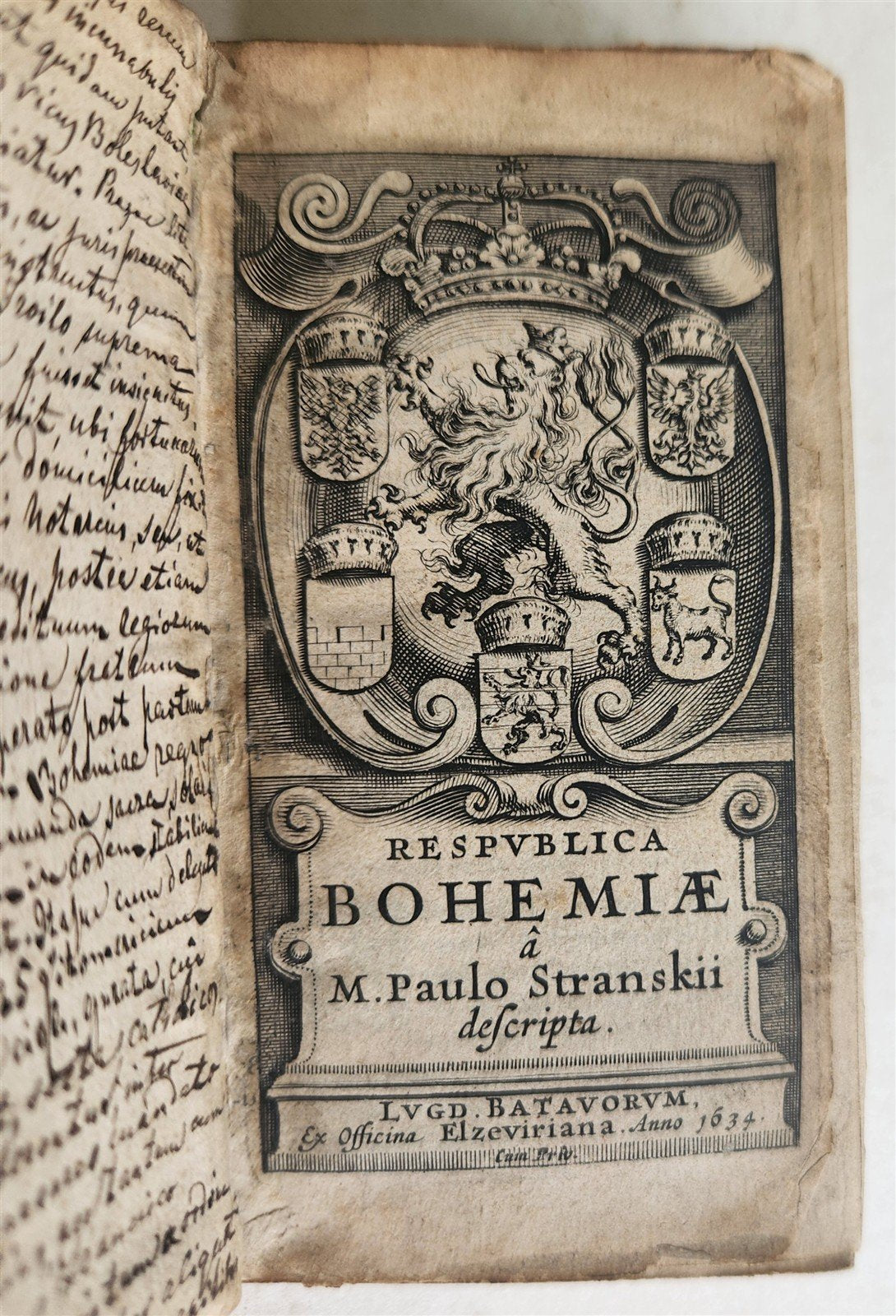 1634 RESPUBLICA BOHEMIAE by Pavel Stransky CZECH REPUBLIC antique VELLUM BINDING