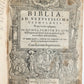 1574 BIBLE in LATIN FULLY ILLUSTRATED w/ NUMEROUS WOODCUTS antique VELLUM BOUND