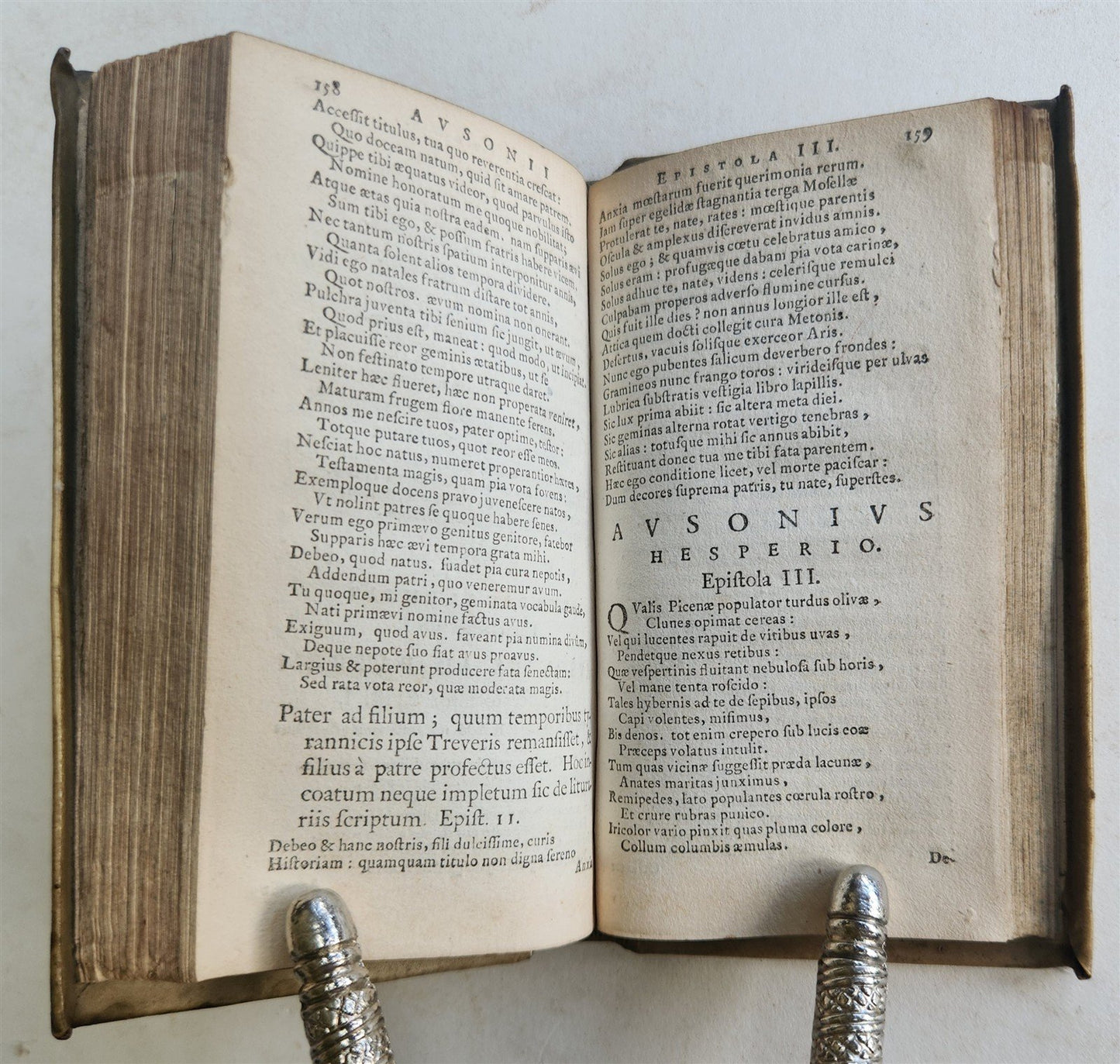 1669 POETRY by 4th century Roman poet Ausonius antique VELLUM BOUND Ioan Blaeu