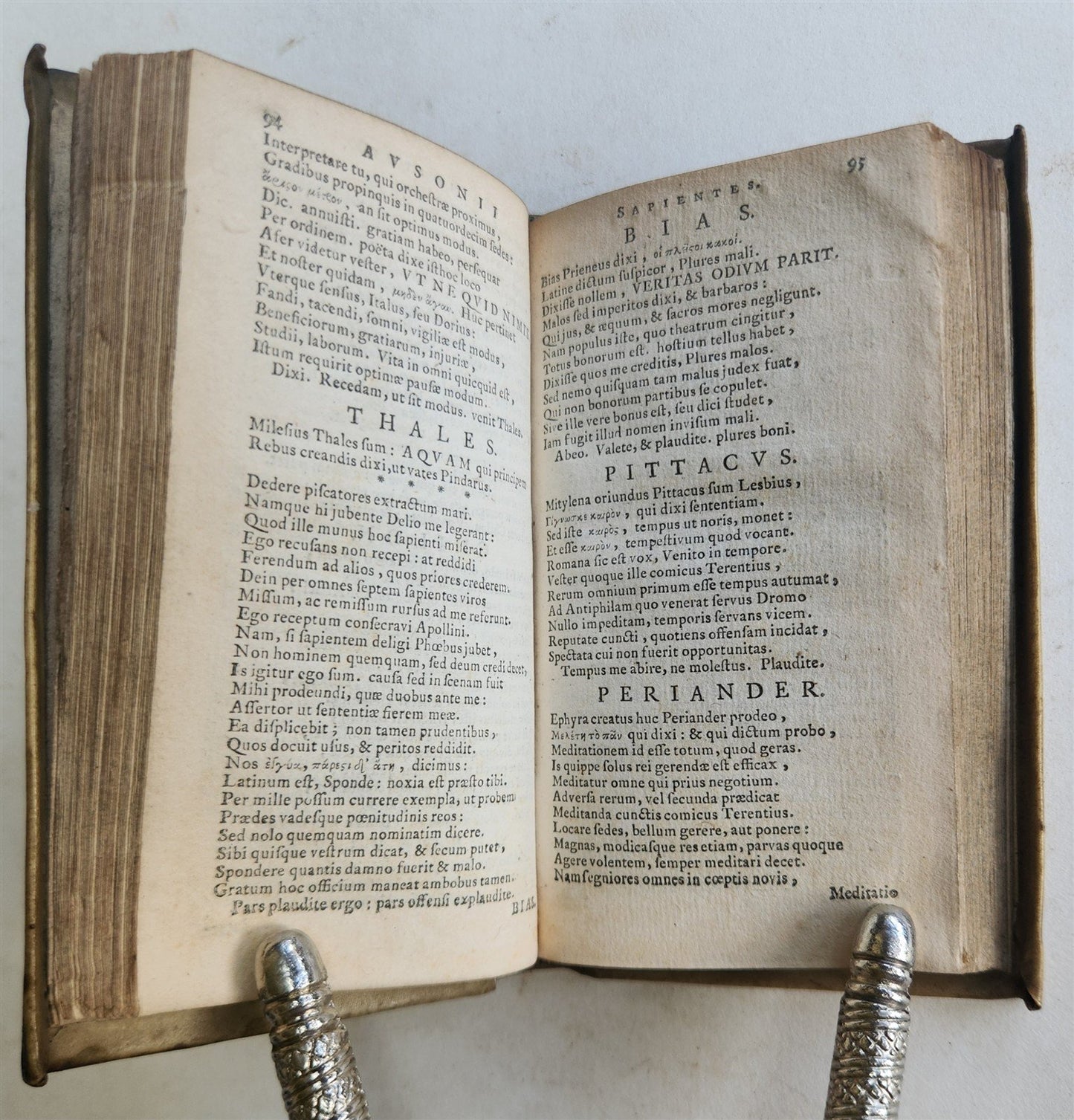 1669 POETRY by 4th century Roman poet Ausonius antique VELLUM BOUND Ioan Blaeu