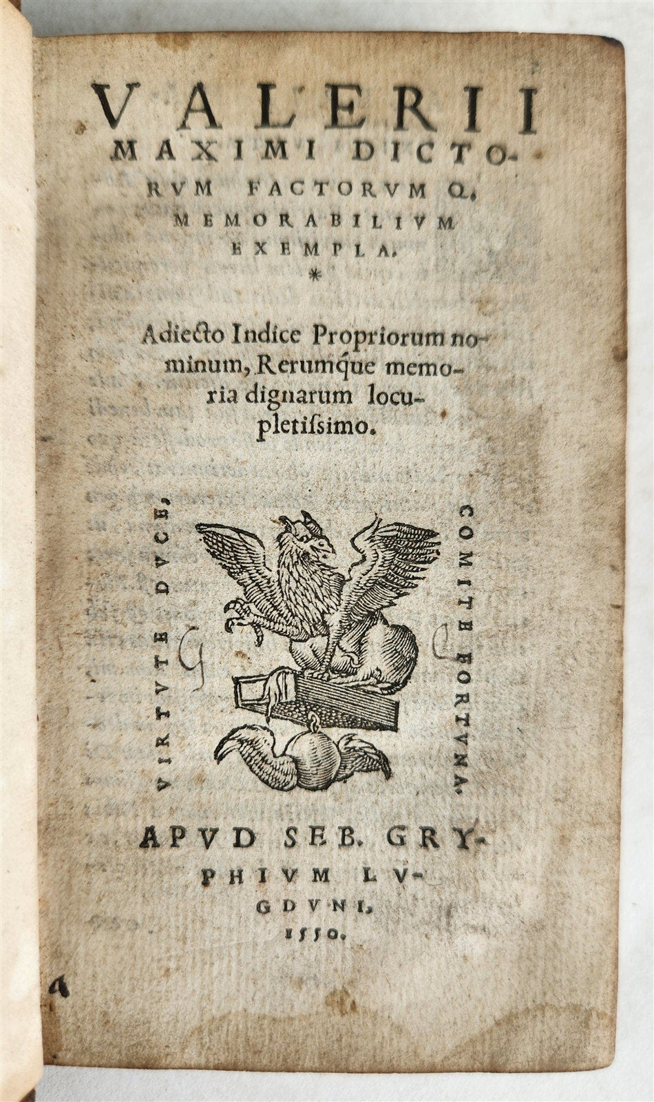 1550 Valerii Maximi dictorum factorumq memorabilium exempla antique 16th CENTURY