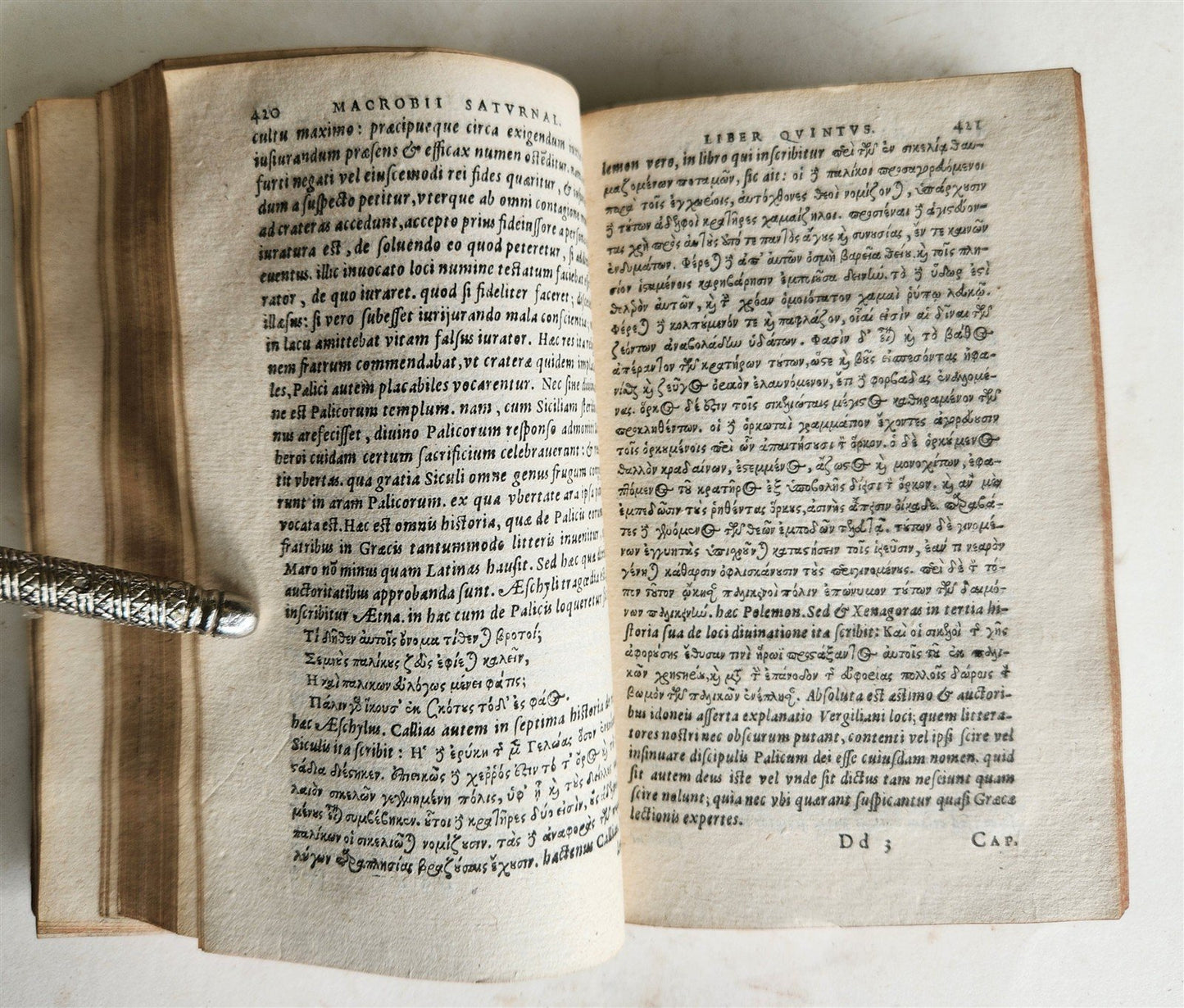 1597 MACROBIUS OPERA w/ SATURNALIA antique 16th CENTURY PLANTIN PRESS