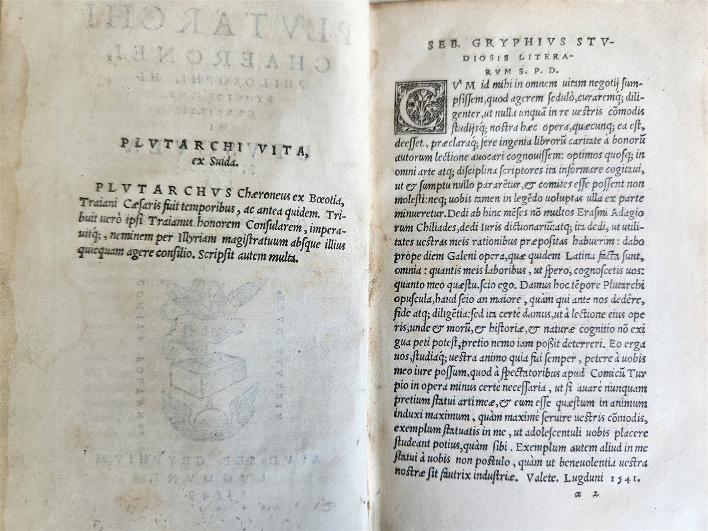 1549 PLUTARCHI CHAERONEI PHILOSOPHI HISTORICI antique 16th CENTURY Seb. Gryphius