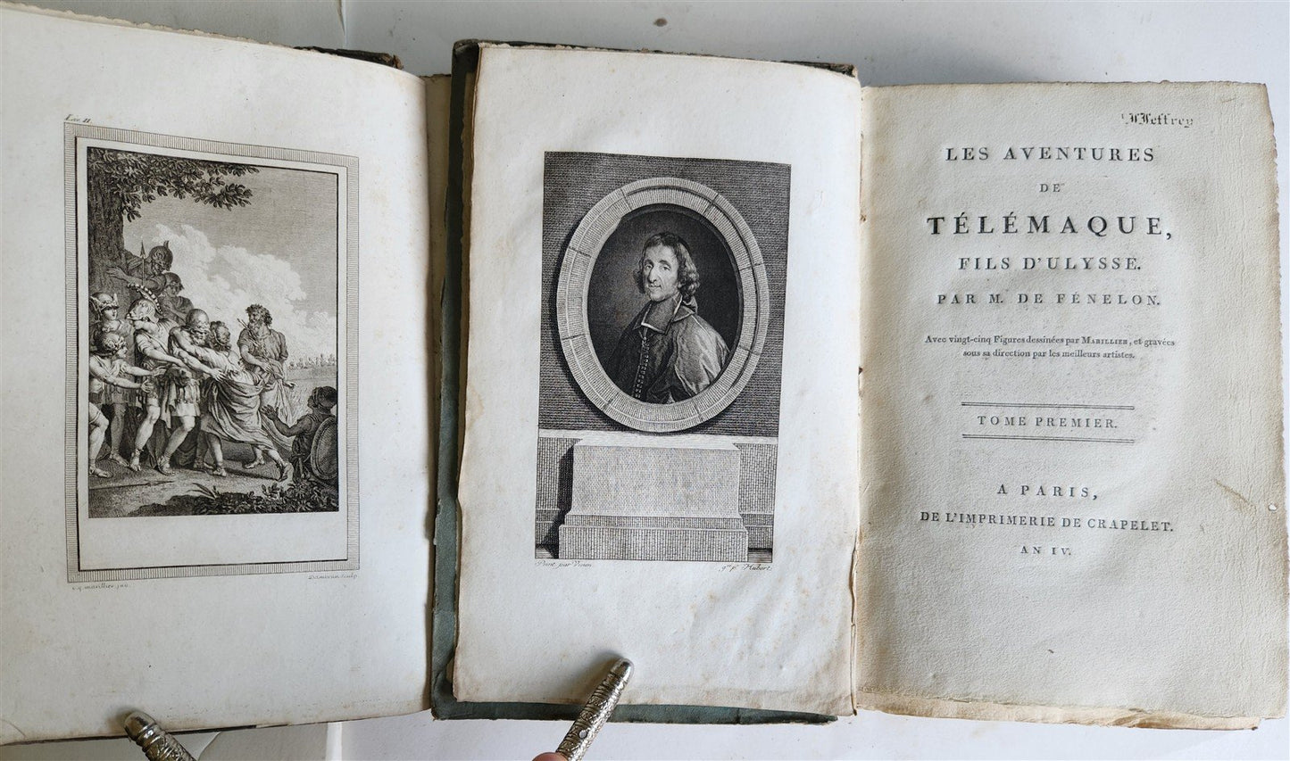 1796 ADVENTURES of TELEMACHUS in FRENCH antique 2 volumes ILLUSTRATED