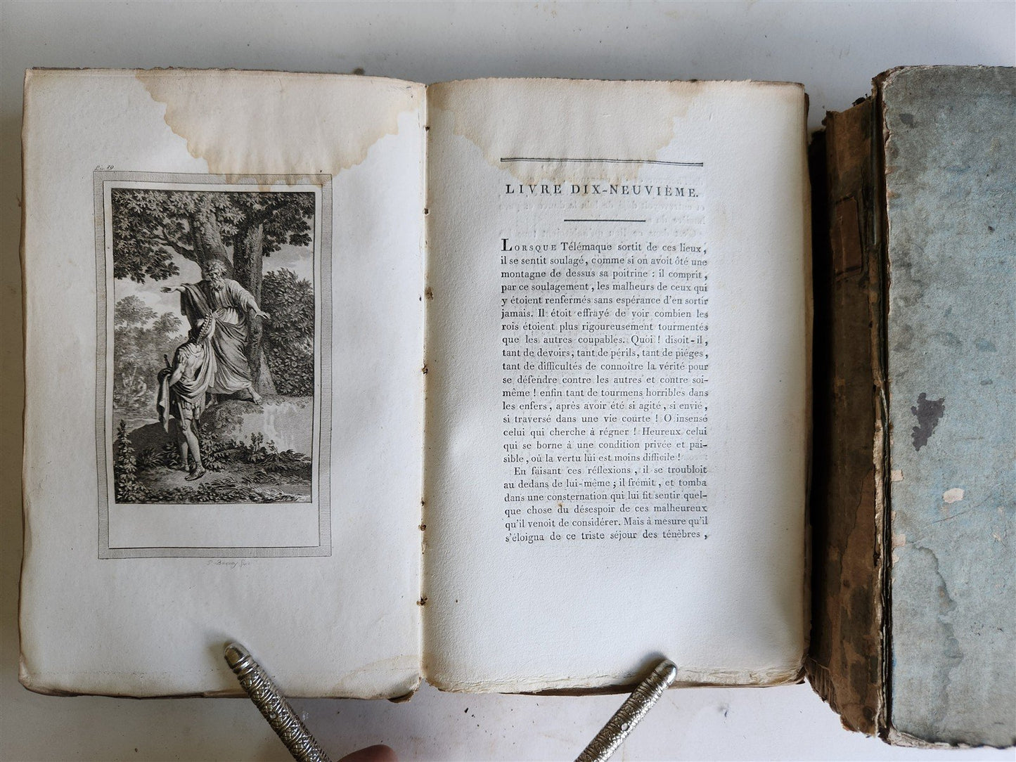 1796 ADVENTURES of TELEMACHUS in FRENCH antique 2 volumes ILLUSTRATED