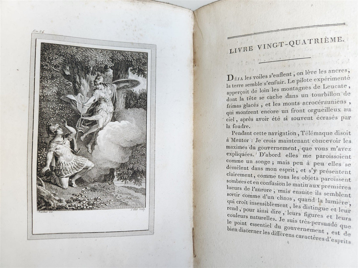 1796 ADVENTURES of TELEMACHUS in FRENCH antique 2 volumes ILLUSTRATED