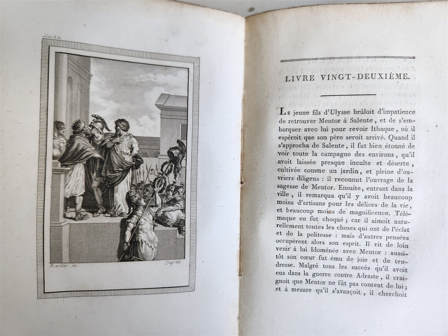 1796 ADVENTURES of TELEMACHUS in FRENCH antique 2 volumes ILLUSTRATED