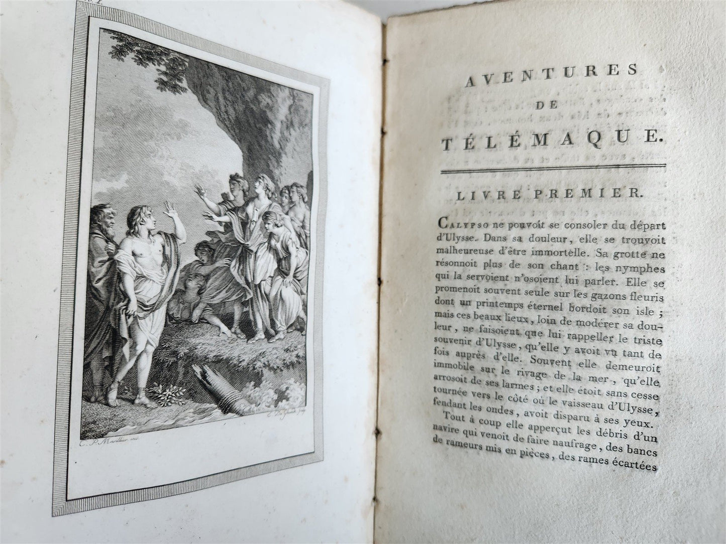 1796 ADVENTURES of TELEMACHUS in FRENCH antique 2 volumes ILLUSTRATED