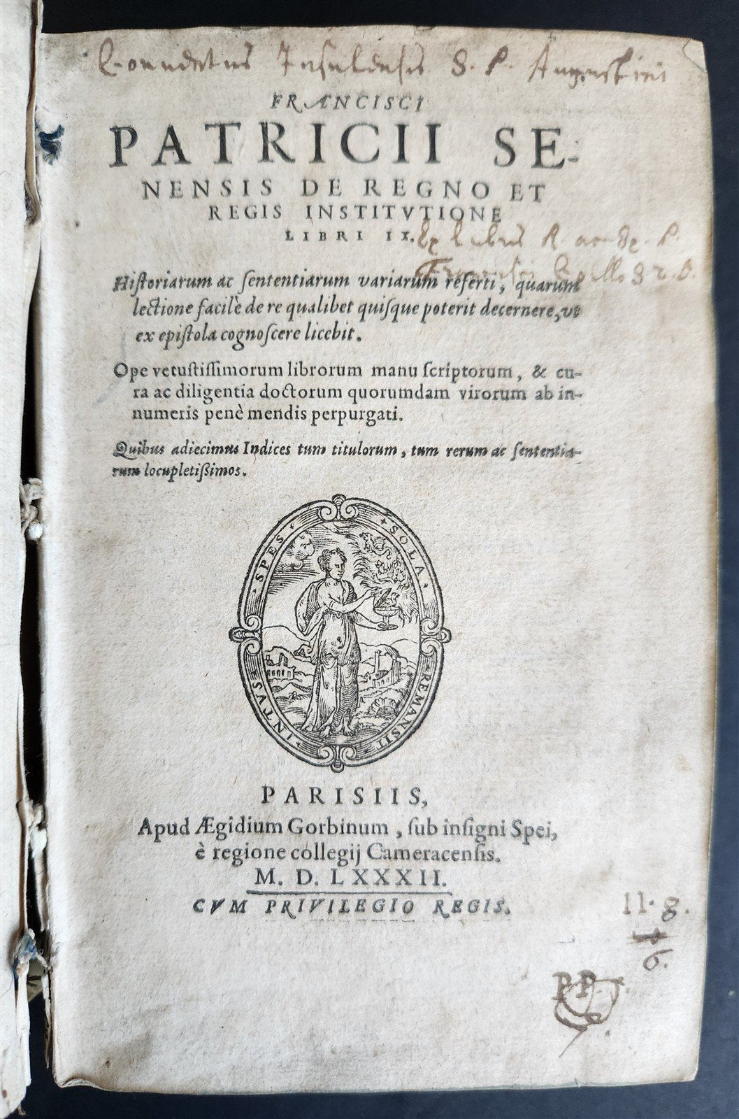 1582 KINGDOM & EDUCATION of KING by Francesco Patrizi antique DE REGNO et REGIS