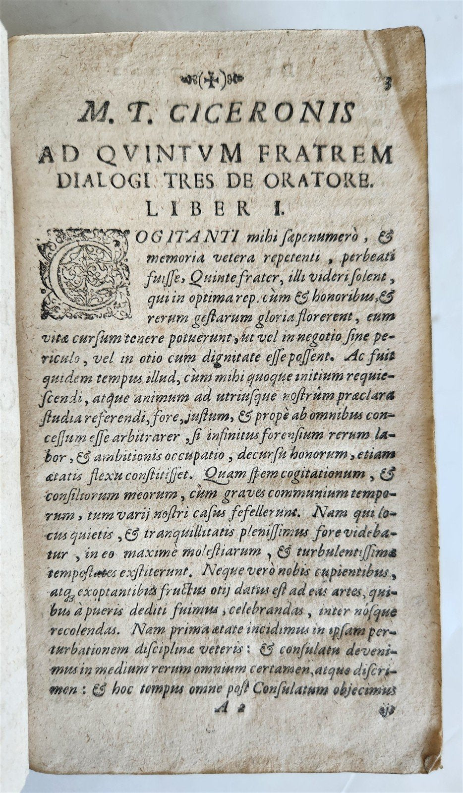 1693 M.T.CICERO de ORATORE antique BLIND TOOLED PIGSKIN BINDING