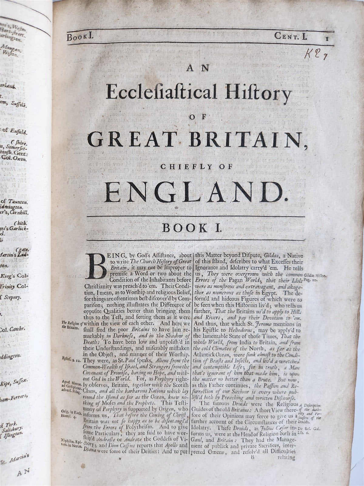 1708 ECCLESIASTICAL HISTORY of GREAT BRITAIN 2 VOLUMES antique MASSIVE FOLIOS