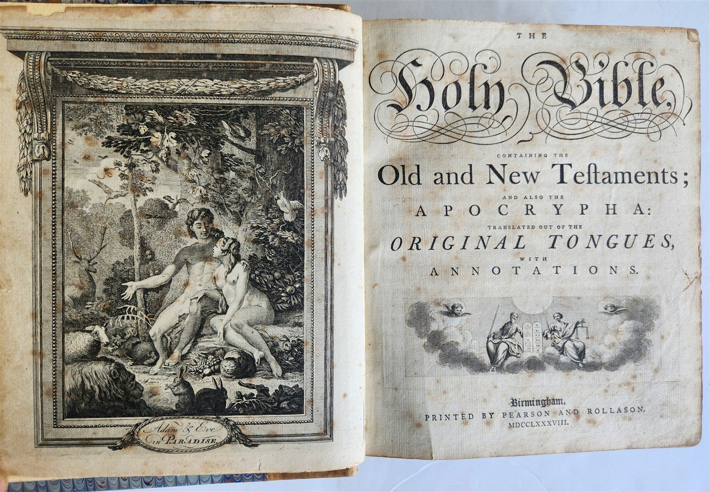 1788 BIBLE in ENGLISH antique ILLUSTRATED