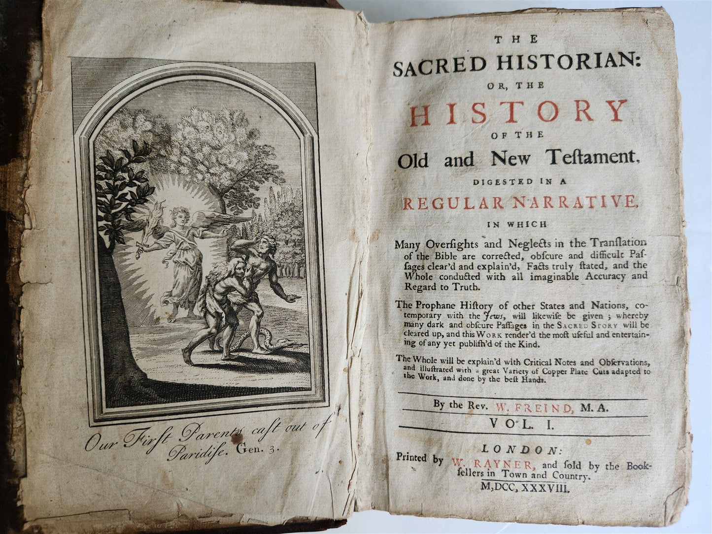 1738 BIBLE OLD AND NEW TESTAMENT HISTORY in ENGLISH antique ILLUSTRATED