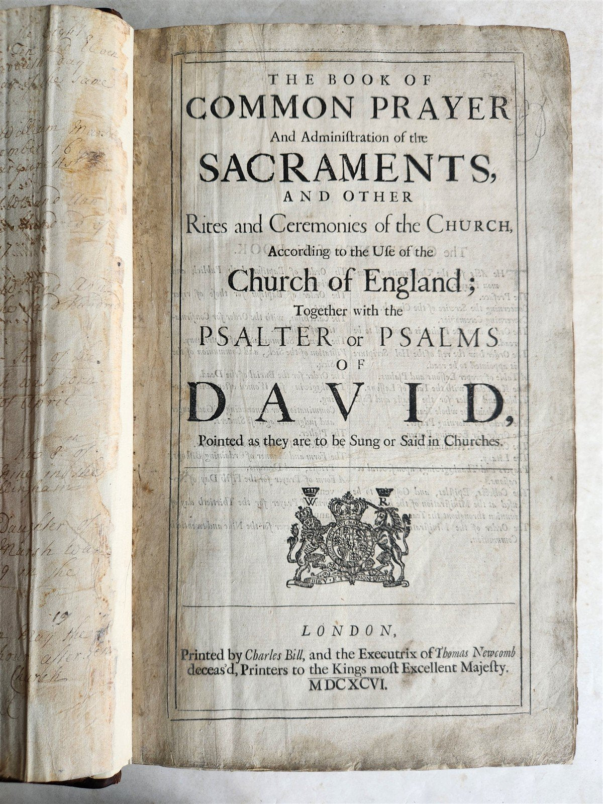 1696 BIBLE in ENGLISH antique MASSIVE FOLIO w/ BOOK OF COMMON PRAYER