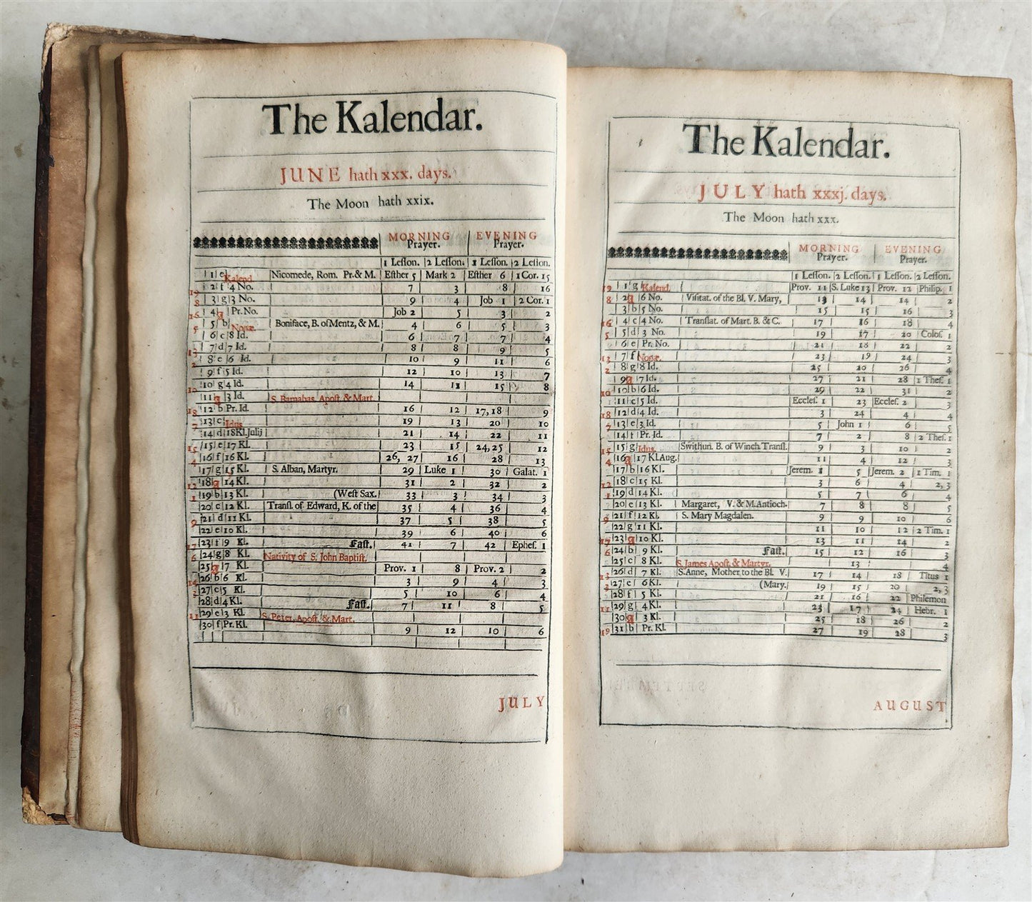 1706 BOOK OF COMMON PRAYER in ENGLISH antique FOLIO