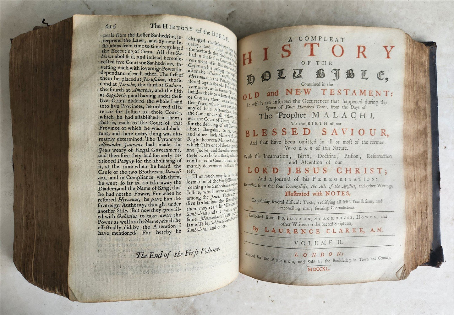 1739 BIBLE HISTORY in ENGLISH antique ILLUSTRATED OLD AND NEW TESTAMENT