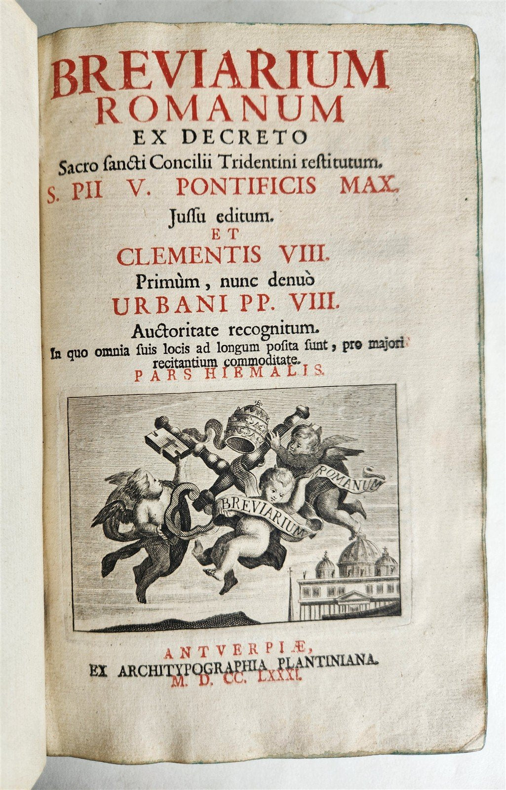 1781 BREVIARIUM ROMANUM antique PLANTIN decreto Sacro Sancti Concilii Tridentini