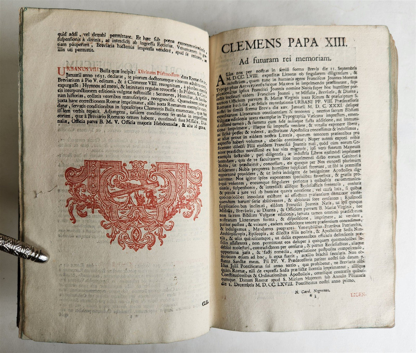 1781 BREVIARIUM ROMANUM antique PLANTIN decreto Sacro Sancti Concilii Tridentini