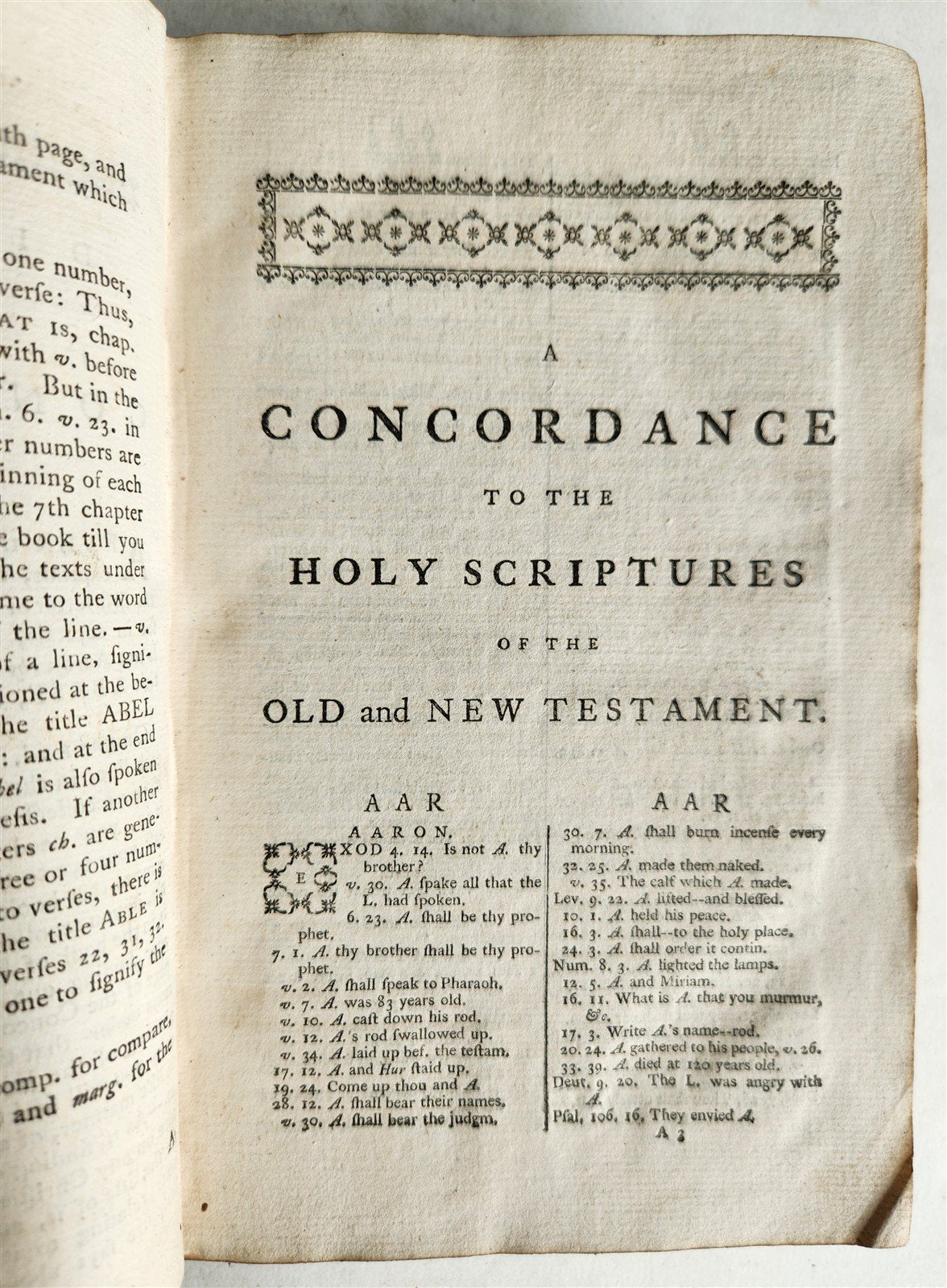 1762 CONCORDANCE to BIBLE HOLY SCRIPTURES of OLD AND NEW TESTAMENT antique
