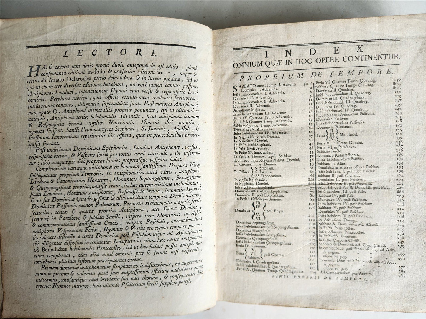 1760 ANTIPHONARIUM ROMANUM BREVIARIUM 'Sacro Sancti Concilii Tridentini' antique