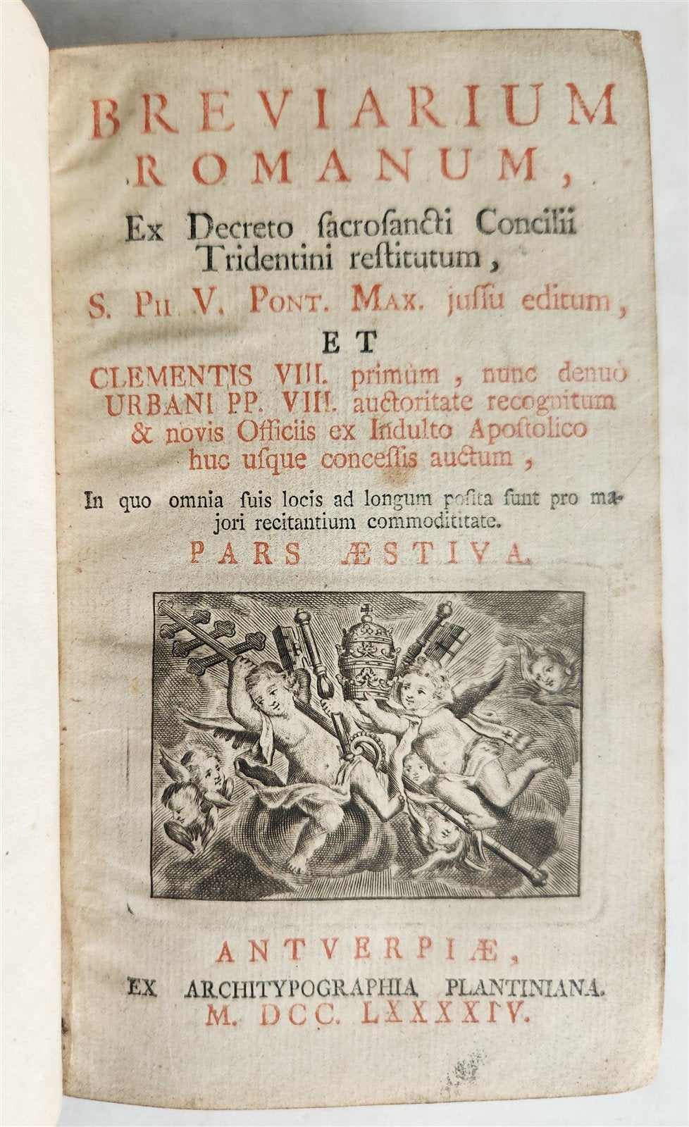 1794 BREVIARIUM ROMANUM 'Sacro Sancti Concilii Tridentini' antique PLANTIN PRESS