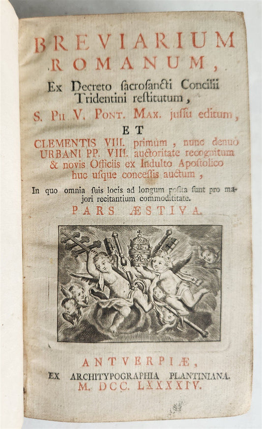 1794 BREVIARIUM ROMANUM 'Sacro Sancti Concilii Tridentini' antique PLANTIN PRESS