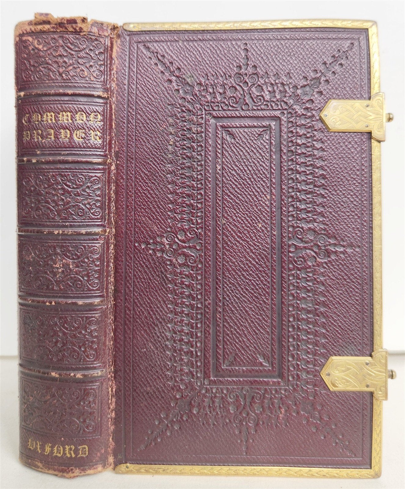 1840 FORE EDGE PAINTING BOOK OF COMMON PRAYER in ENGLISH antique w/ BRASS EDGES