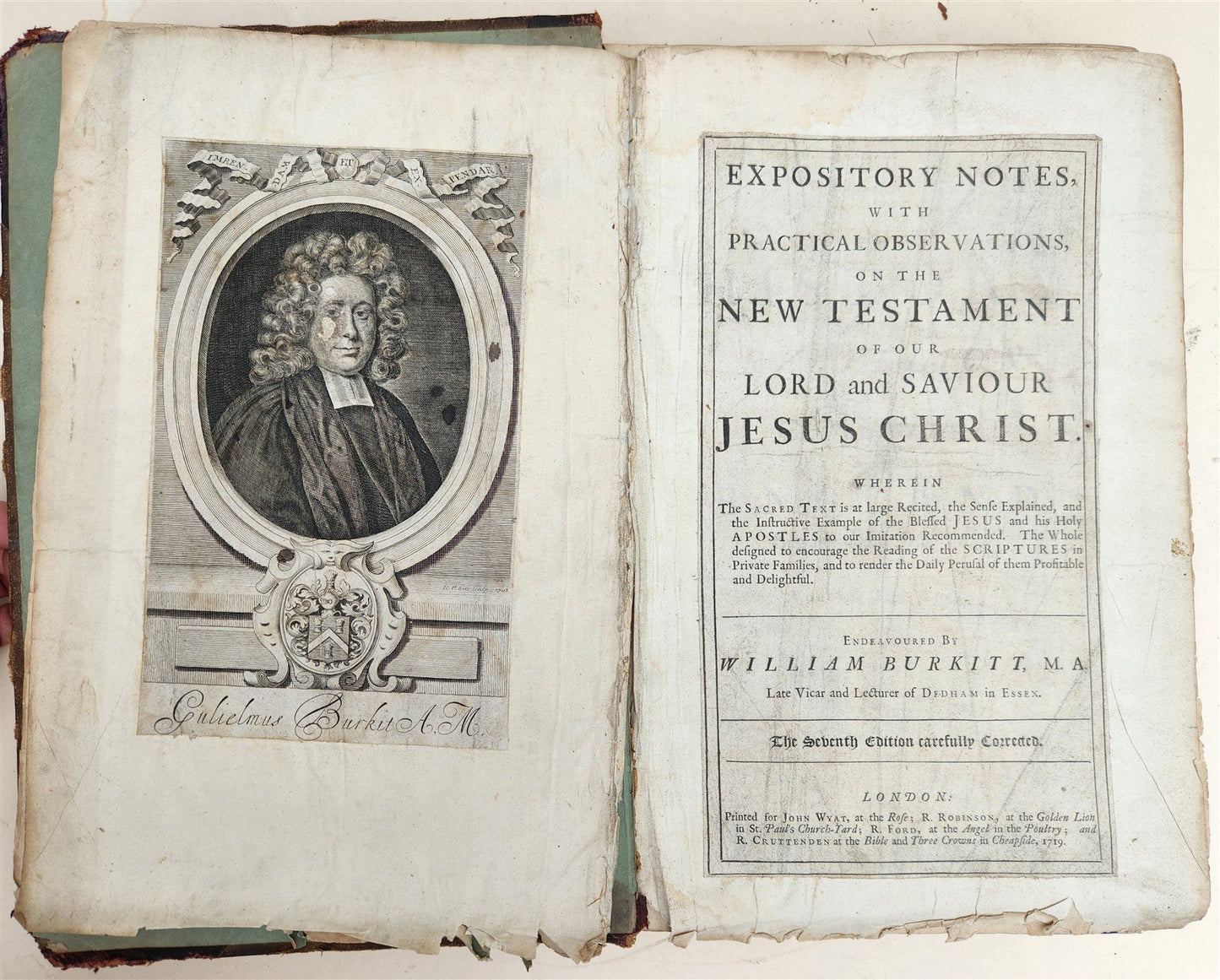 1719 EXPOSITORY NOTES on NEW TESTAMENT antique BIBLE COMMENTARY FOLIO in ENGLISH
