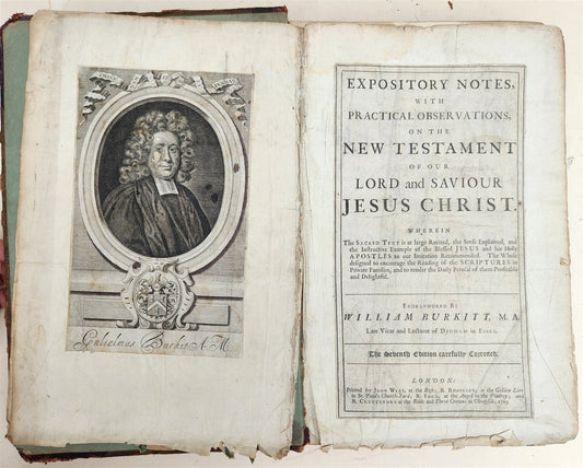 1719 EXPOSITORY NOTES on NEW TESTAMENT antique BIBLE COMMENTARY FOLIO in ENGLISH