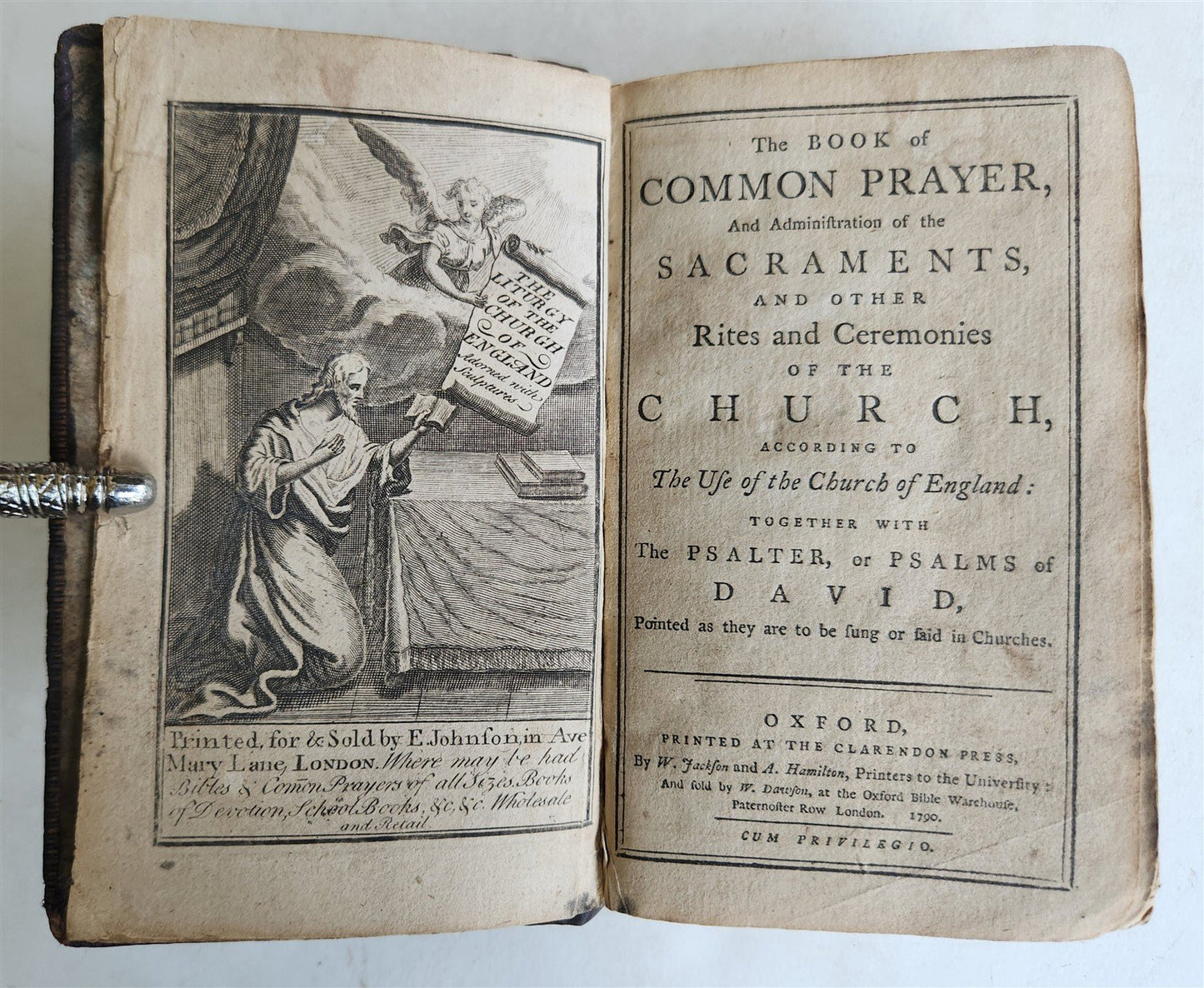 1790 BOOK OF COMMON PRAYER in ENGLISH antique ILLUSTRATED