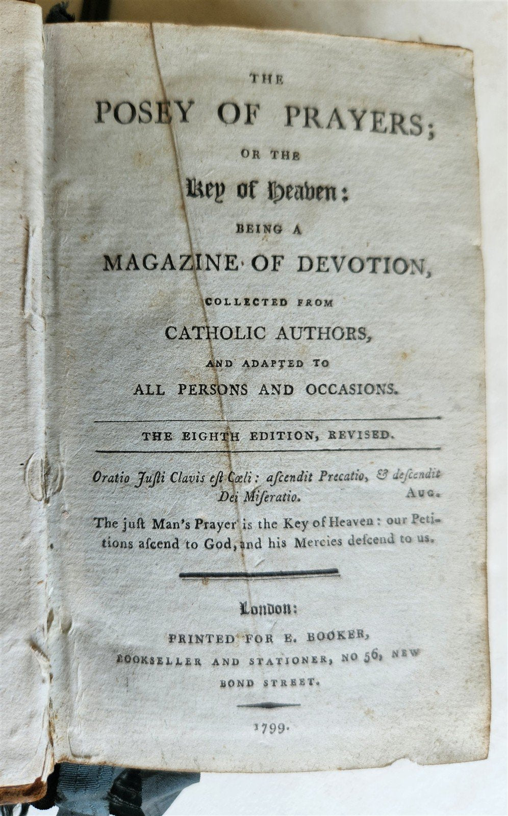 1799 THE POSEY of PRAYERS or KEY of HEAVEN in ENGLISH antique