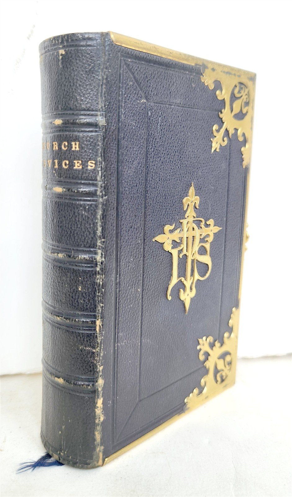 1880s BOOK OF COMMON PRAYER in ENGLISH antique FINE BINDING DECORATED with BRASS