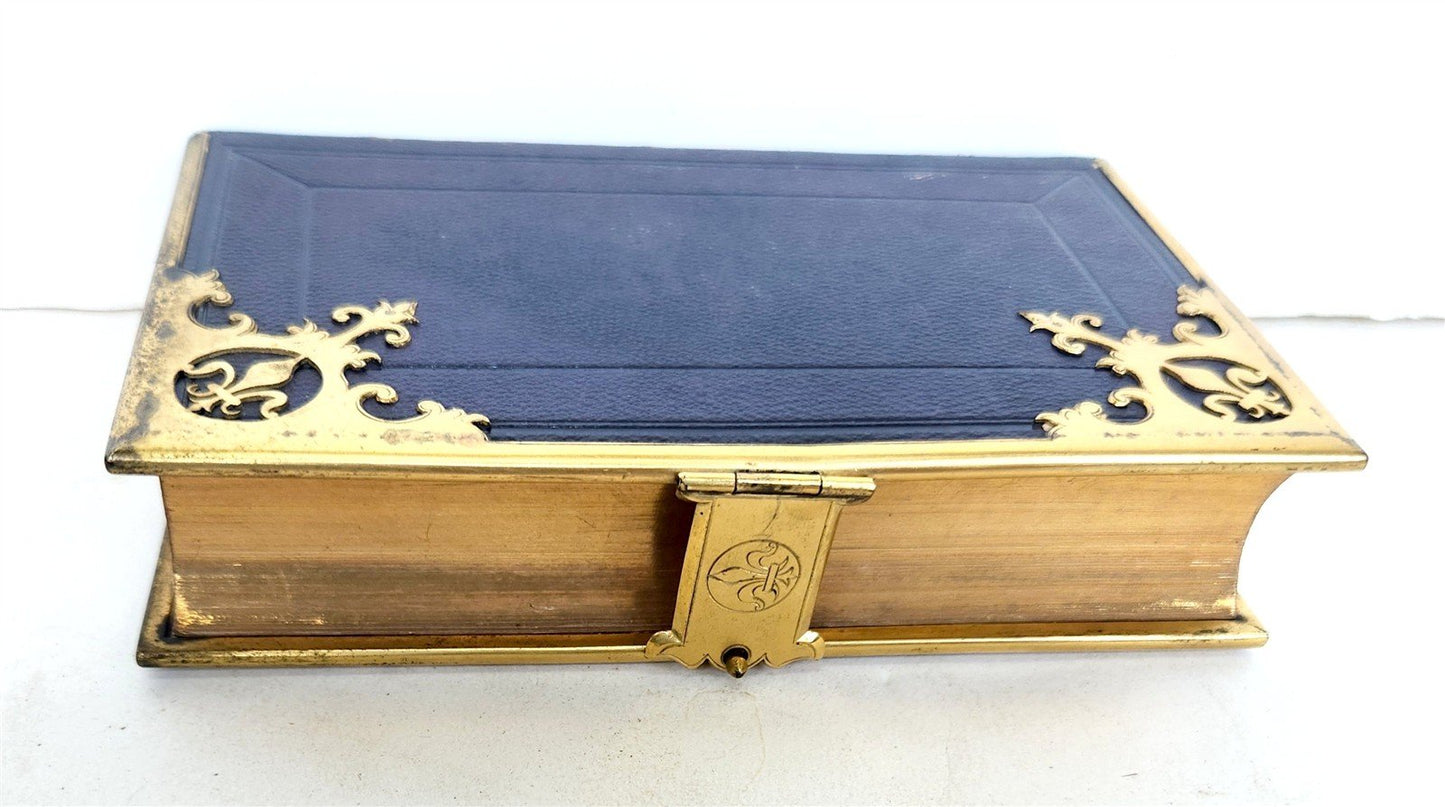 1880s BOOK OF COMMON PRAYER in ENGLISH antique FINE BINDING DECORATED with BRASS